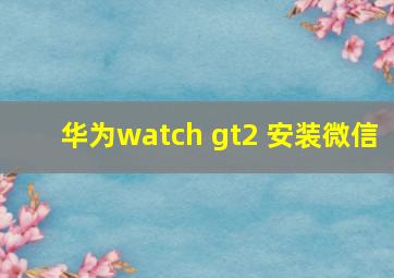 华为watch gt2 安装微信